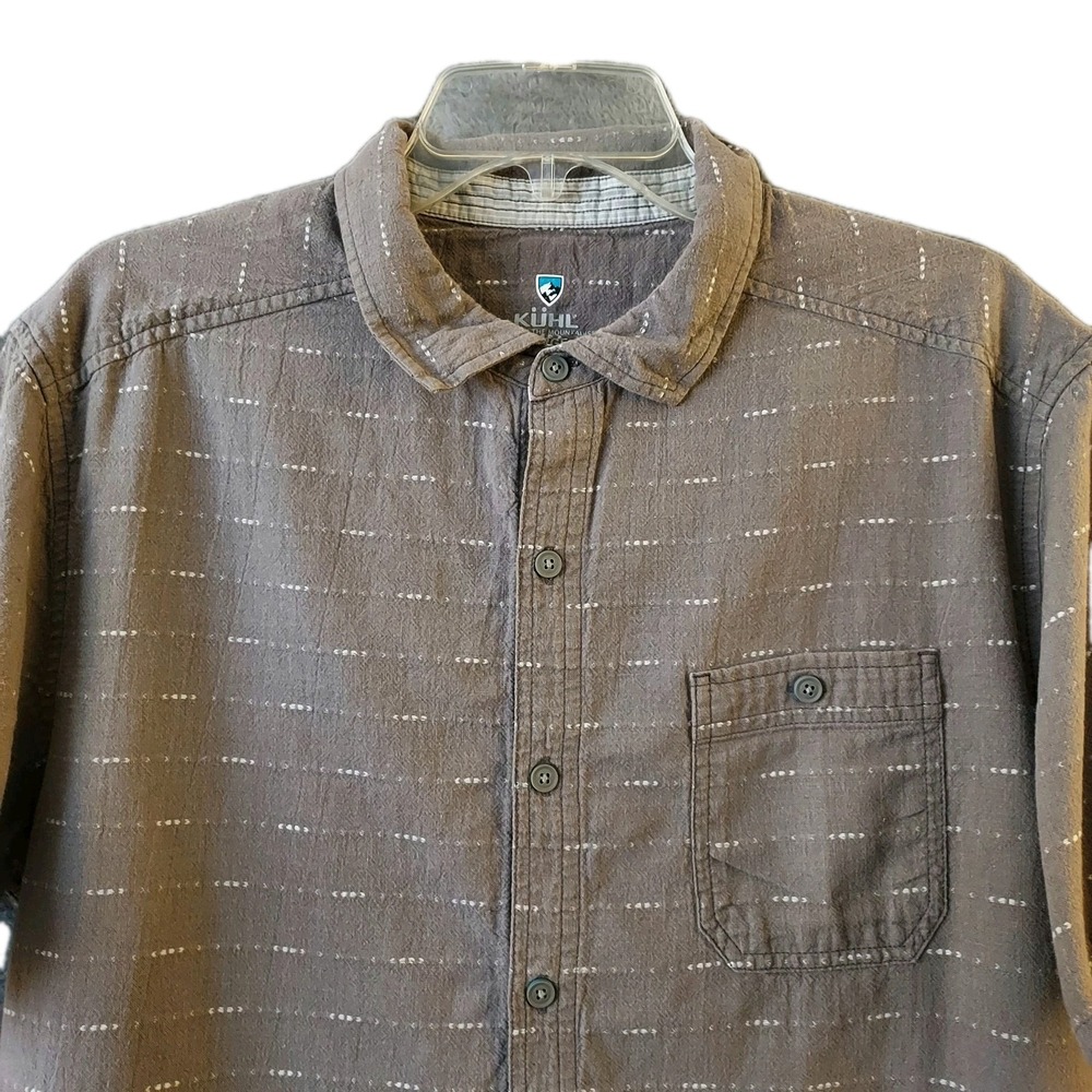 Kuhl Shirt Men's Large Intrepid Skorpio Short Sleeve Button Brown